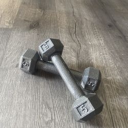 Dumbbells, Set 5 lbs & Small Rack