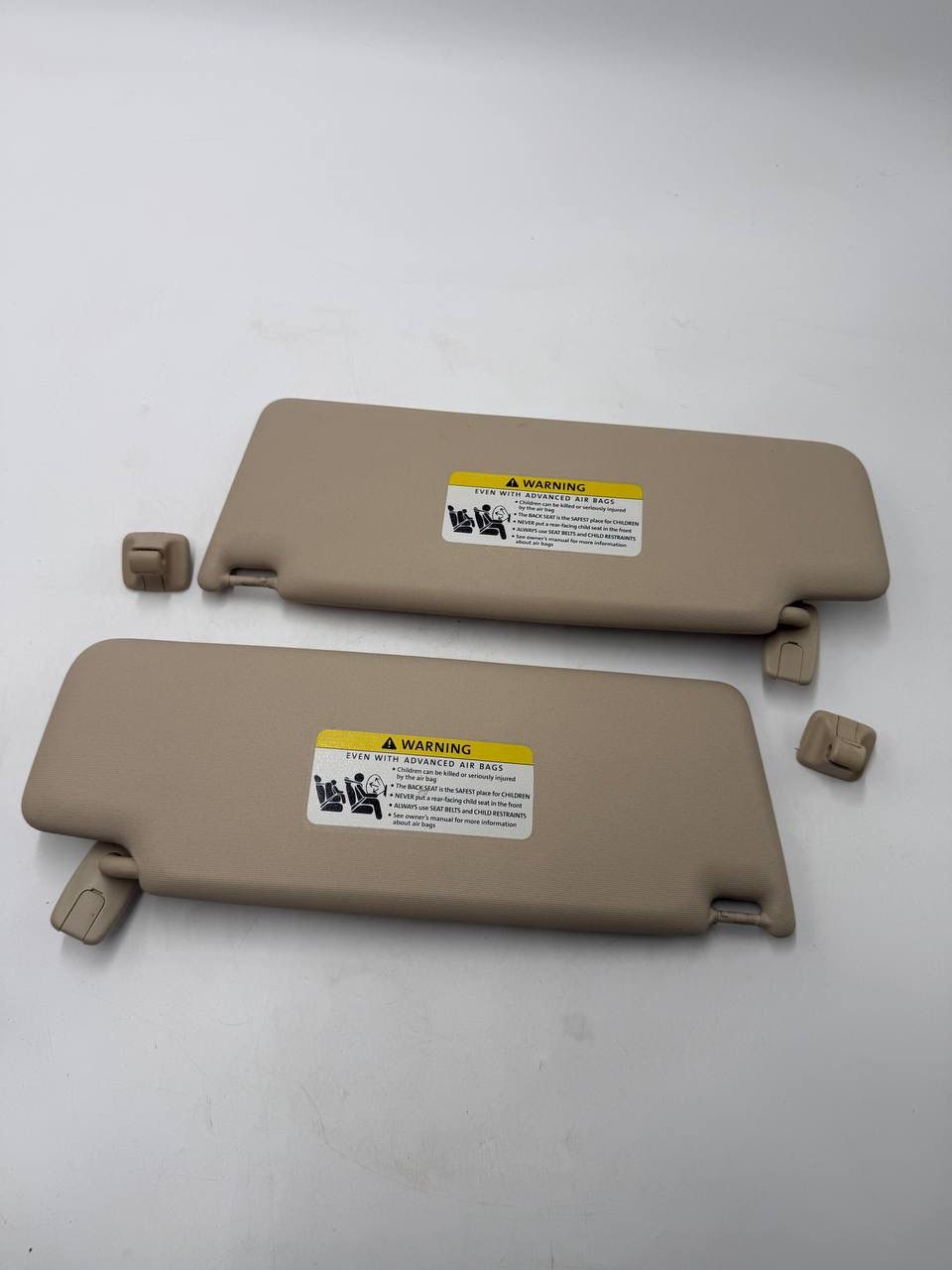 OEM Beige Sun Visors Set Left Right w/ Mirrors Pair Tan Interior