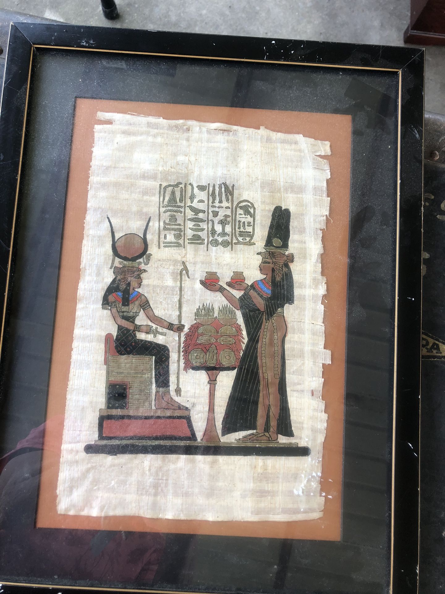 Cleopatra Paprus Paper Painting Rare Find 