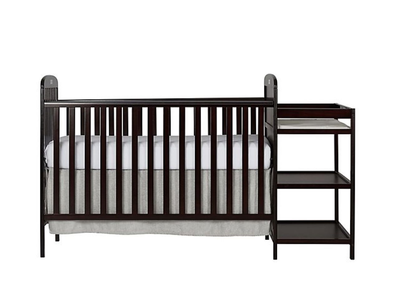 Dream On Me Anna 4-in-1 Convertible Crib and Changing Table Combo in BROWN 