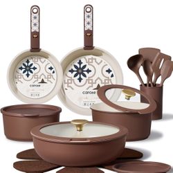 21Pcs Ceramic Cookware Set, Cooking Set 