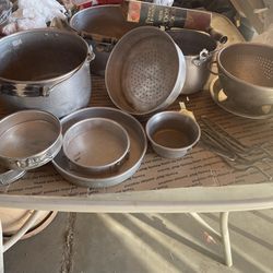 Pots And Pans. Three Handles. Vintage. Bundle Of 15 Pieces.