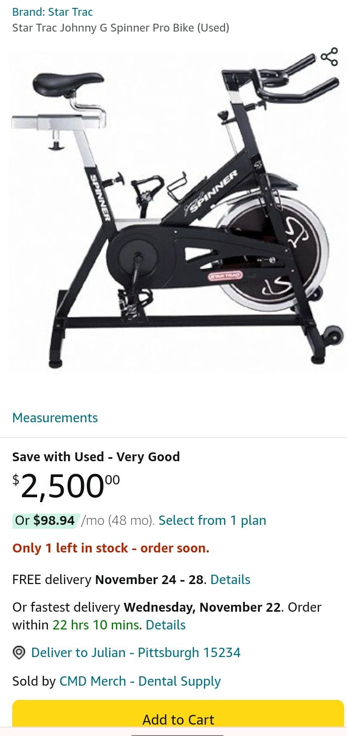 Like New Star Trac Pro Spin Bike Delivery Available
