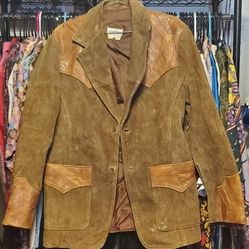 70s Western Leather Jacket Mens Large Size 42