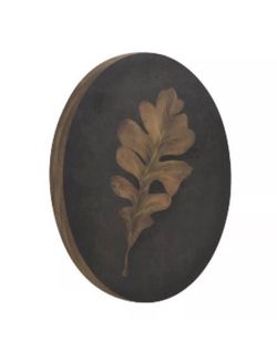Studio McGee Threshold Leaf Painted Oval Wooden Board Wall Moody Art 8x10