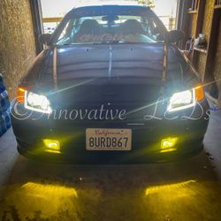 6000k Glacier White LED Headlight And 3000k Jdm Yellow LEDs Fog Lights 