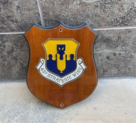 Vintage United States Air Force 43rd Strategic Wing Wooden Shield Wall Plaque - SAC Memorabilia