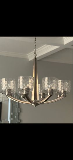 Large 8 Light Brushed Silver Chandelier