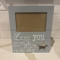 Grey Wooden Picture Frame with the phrase "Love you more than all the stars in the sky, 8”x10”