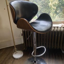 Leather And Wood Bar Stool