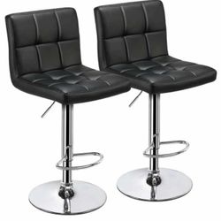 Set of 2 Bar stools faux leather black K-19