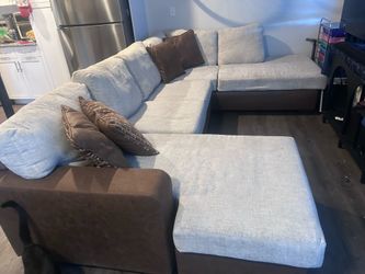 Modern Gray/Brown Sectional Couch  – Clean, Comfortable, Must Go ASAP!