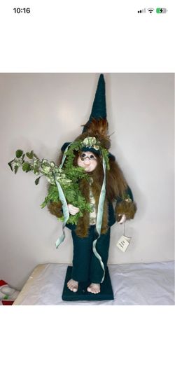 35” CAROLYN ANN LEARY Elf/Fairy ARTIST DOLL Porcelain Fantasy with STAND Willow