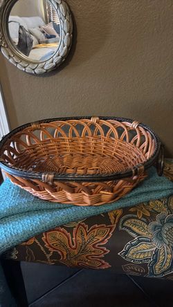 Oval Wicker Basket with Metal Handles
