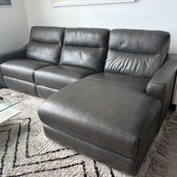 Electric Reclining Leather Black Couch