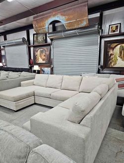 Beautiful Beige U-Shaped Sectional by Living Spaces | Same-Day Delivery