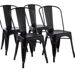 Set of 4 Black Matte Stackable Chairs