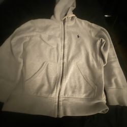 Grey Zip Up Polo Hoodie 