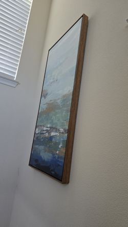 pair of Stunning Pair of Large Framed Abstract Canvas Art