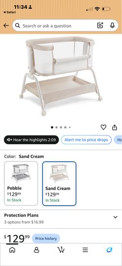 Baby Bassinet with Storage Shelf – Sand Cream