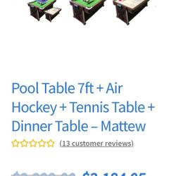 Pool Table Air Hockey & Ping Pong 