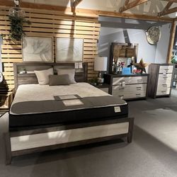 King Bed, Dresser, Mirror And Nightstand 