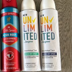 Degree And Old Spice Unlimited Men Spray Deodorant 
