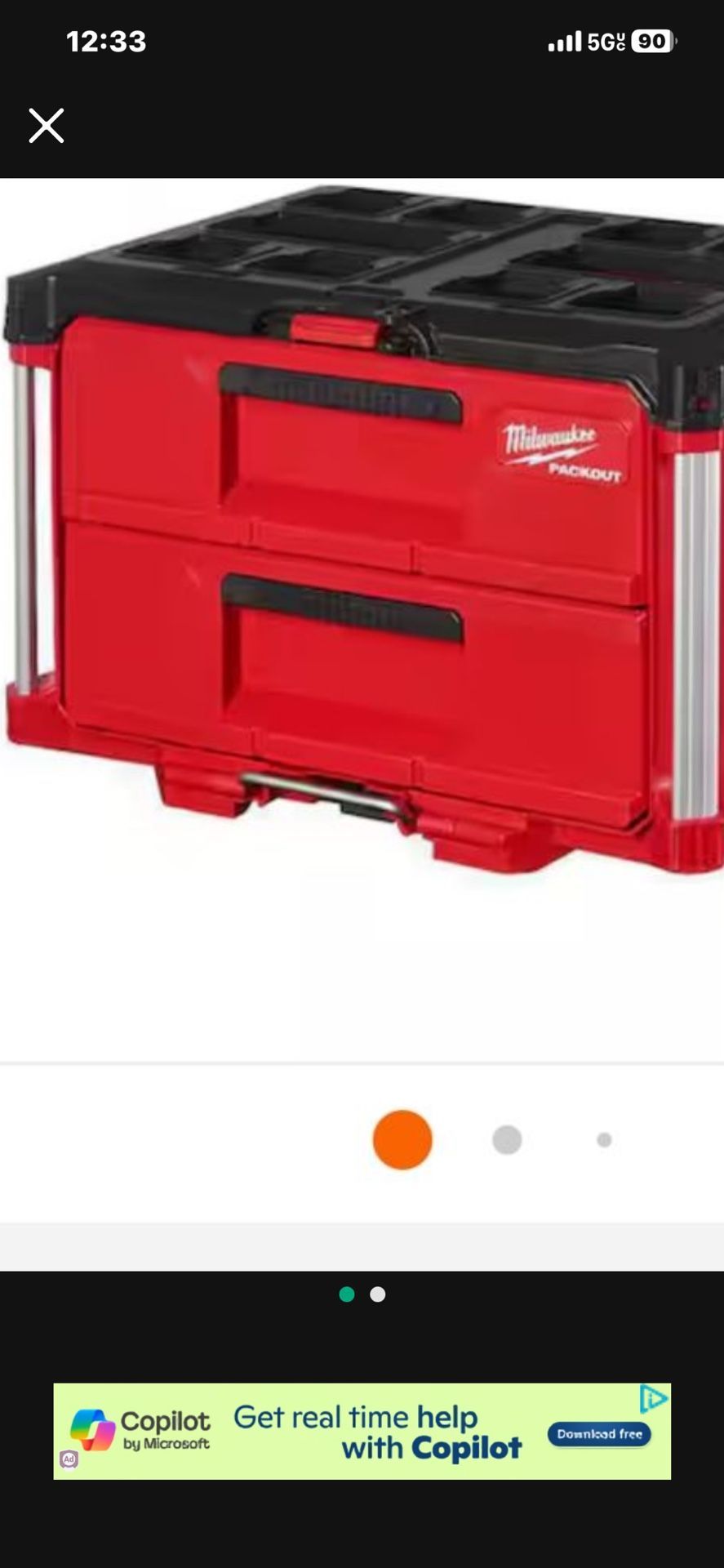 Milwaukee, Tool Box , Two Drawer Pack Out