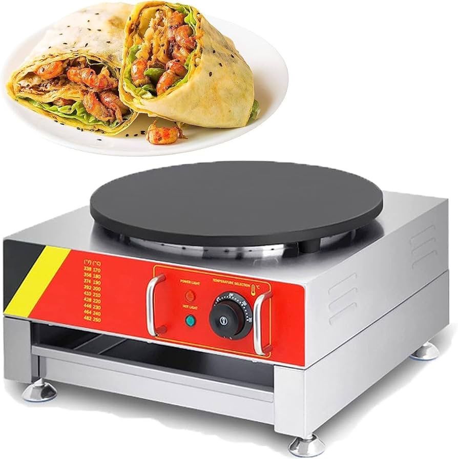 Electric Crepe Maker, Commercial Electric Crepe Maker Pancake Griddle Machine Single Hotplate Non Stick, Crepe Pan, Tortilla, Blintzes – Portable, Com