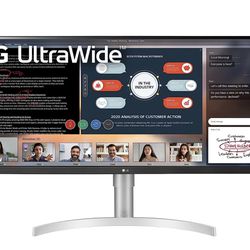 LG 34WN650-W UltraWide Monitor 34" 21:9 FHD (2560 x 1080) IPS Display, VESA DisplayHDR 400, AMD FreeSync, 3-Side Virtually Borderless Design - Silver