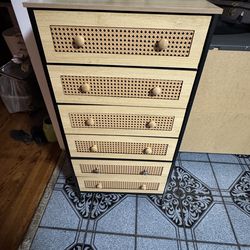Tall 6 drawer dresser with cane fonts