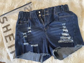 SHEIN SXY Plus Size Summer Casual Slim Fit Denim Short Dark Wash / 14(1XL)
