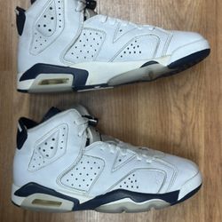 Nike Air Jordan 6 Retro White Navy Blue Youth Size 6Y 