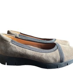 Clarks Artisan Women's Wedge Loafers Shoes Size 8.5 Suede Brown Black