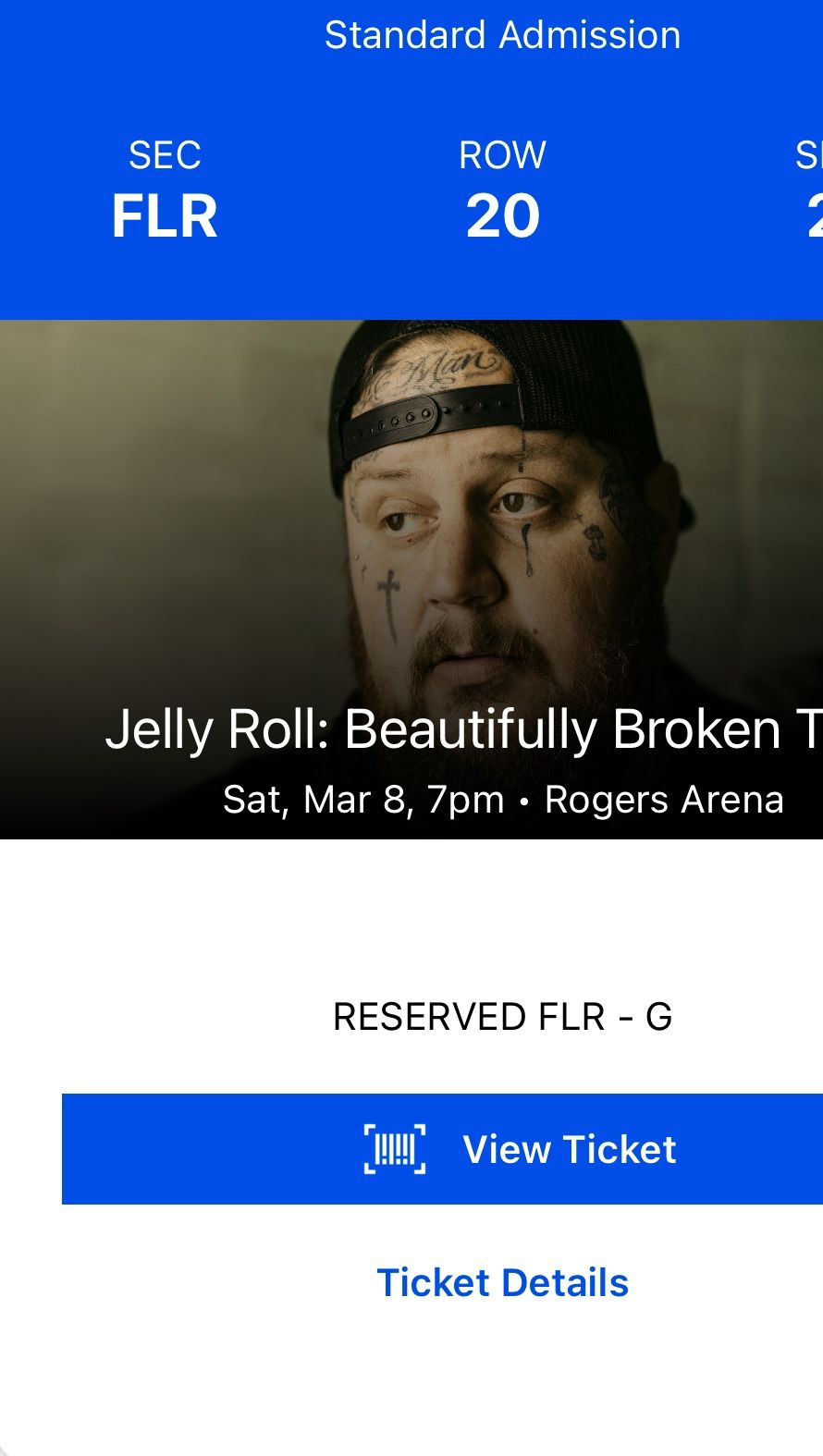 4-FLOOR TICKETS, Jelly Roll 3/8/25