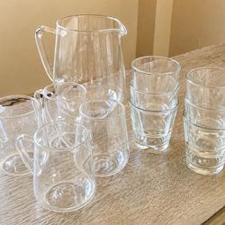 11 Glass Cups Set | Clean & Clear | Moving Sale