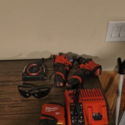 New Tools Two Batterys Charger Impact And Drill 100 Ft Tape 30 Ft Tape 