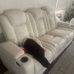 White Leather Recliner 