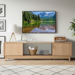 EROMMY 58/70 inch Mid Century Modern TV Stand with Fluted Doors, Entertainment Center with Power Outlet & Cable Management - 58''  Perfect Fit for 58-