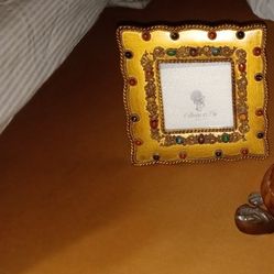 Brass And Amber Turtle Lamp With Vintage Collette Et Cie Frame