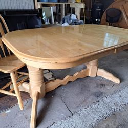 Large 7' All Wood Dining Table with 2 Side Chairs 