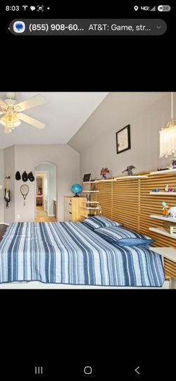 Queen Bed, headboard, cabinet