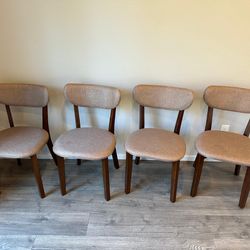 4 Brown Upholstered Dining Chairs