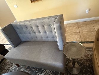 Gray Tufted Loveseat Sofa Elegant gray tufted