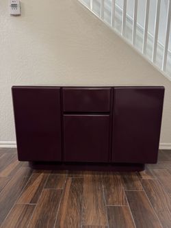 Anthropologie Deep Burgundy Lacquered Sideboard Cabinet