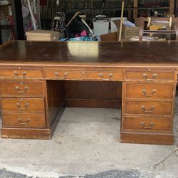 Antique Two Sided Banker Desk