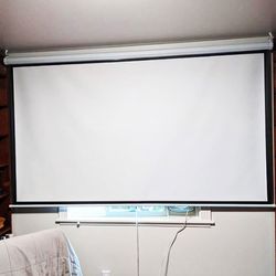 (New) $60 Manual Pull-down Projector Screen Size 100”, Ratio 16:9, View Area 87x49”