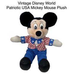 Vintage Patriotic USA Mickey Mouse Plush 14”