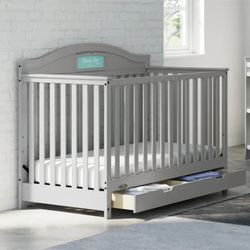 Graco Gray Baby Crib + Mattress + Mattress Cover (Set)
