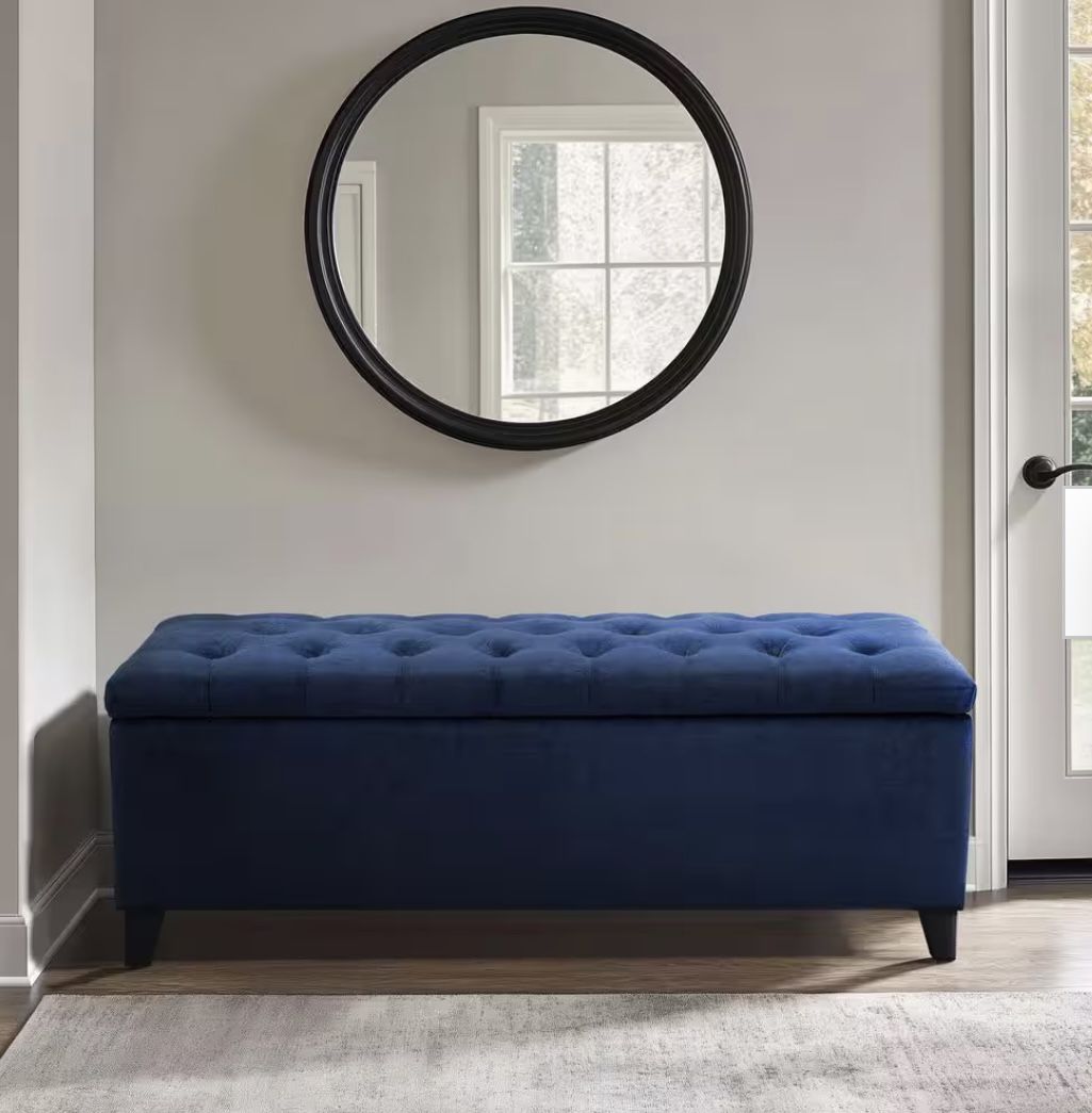 Brand New Navy Storage Ottoman Bench